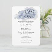 Invitation Deux Bois Chrétien Devenir Un Aquarelle Bleu (Debout devant)