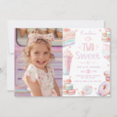 Invitation Deux bonbons doux pastel photo 2e anniversaire (Devant)