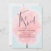 Invitation Deux bonbons rose doux en coton Fille 2e anniversa (Devant)