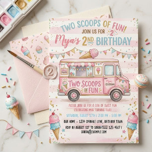 Invitation Deux boules de glace amusante camion d'anniversair