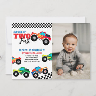 Invitation Deux Camion Monster Rapide Photo Anniversaire
