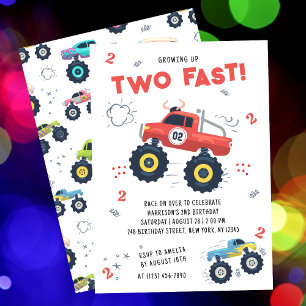 Invitation Deux Camions Monster pour Enfants 2 Ans Rapide