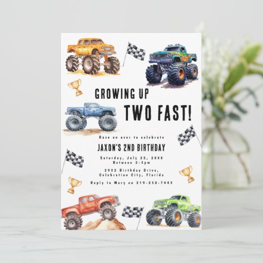 Invitation Deux Camions Monster Rapides 2e fête d'anniversair (Debout devant)