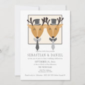Invitation Deux Cerfs Hommes En Cravate Et Chapeaux Haut Mari (Devant)