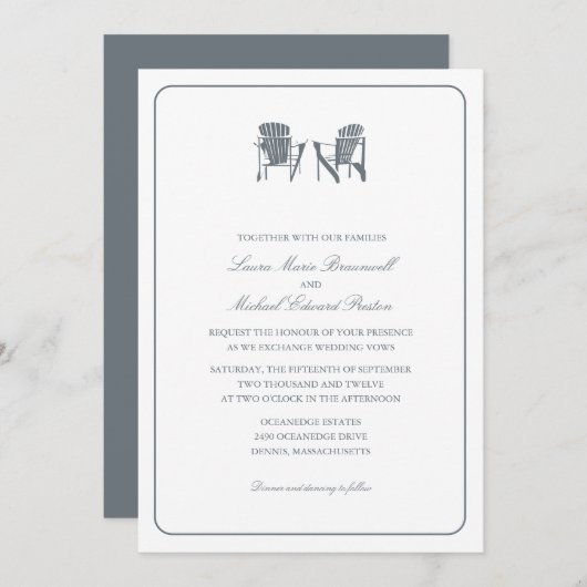 Invitation Deux chaises Adirondack Mariage (Devant / Derrière)