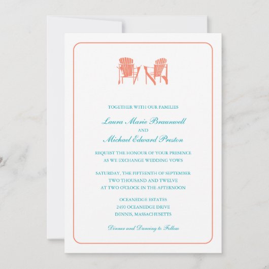 Invitation Deux chaises Adirondack Mariage (Devant)