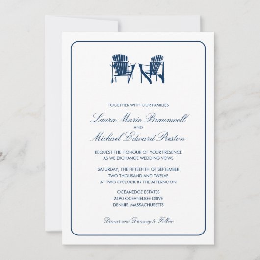 Invitation Deux chaises Adirondack Mariage (Devant)