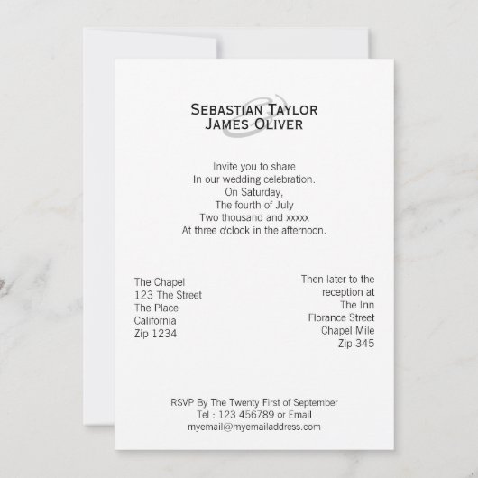 Invitation Deux Chambres En Costume Mariage (Dos)