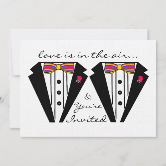 Invitation Deux Chambres Mariage Tuxedo Avec Cravate Rainbow (Devant)