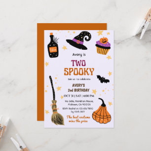 Invitation Deux chapeau de sorcière effrayant balai Halloween