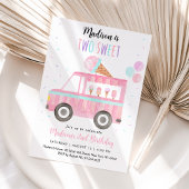 Invitation Deux Chariot à glace rose doux Anniversaire
