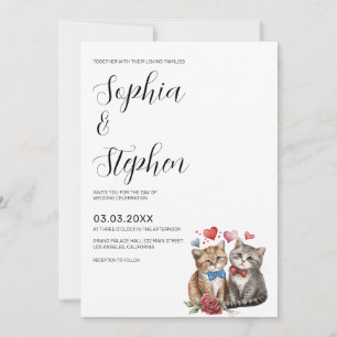 Invitation Deux chats en Mariage amoureux