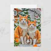 Invitation Deux chats joyeux (Devant / Derrière)