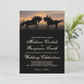 Invitation Deux chevaux à Sunset Mariage campagnard Invitatio (Debout devant)
