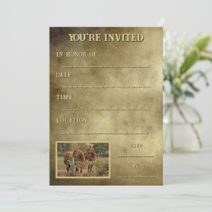 Invitation Deux chevaux pour cette occasion rurale ou agricol