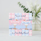 Invitation Deux cigognes pour le Baby shower (Debout devant)