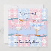 Invitation Deux cigognes pour le Baby shower (Devant)