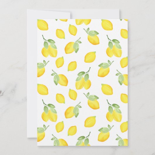 Invitation Deux citrons aquarelle et Motif (Dos)