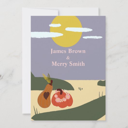 Invitation Deux Citrouilles Mariage Sun de plage (Devant)