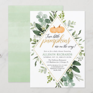 Invitation Deux citrouilles tombent baby shower neutre pour l