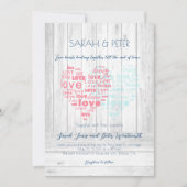 Invitation Deux Coeurs battant ensemble/Mariage rustique doux (Devant)