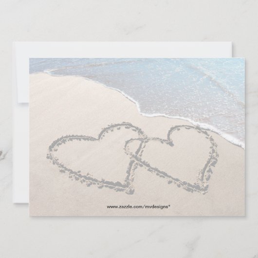 Invitation Deux Coeurs Dans L'Invitation De Mariage Sand Beac (Dos)