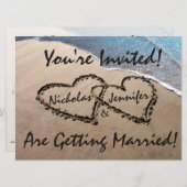 Invitation Deux Coeurs Dans L'Invitation De Mariage Sand Beac (Devant / Derrière)