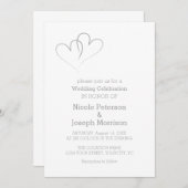 Invitation Deux Coeurs d'argent entrelacés (Devant / Derrière)