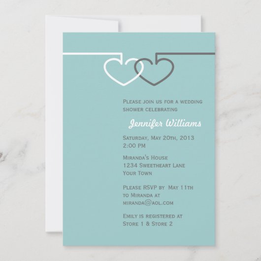 Invitation Deux coeurs de verrouillage (Devant)