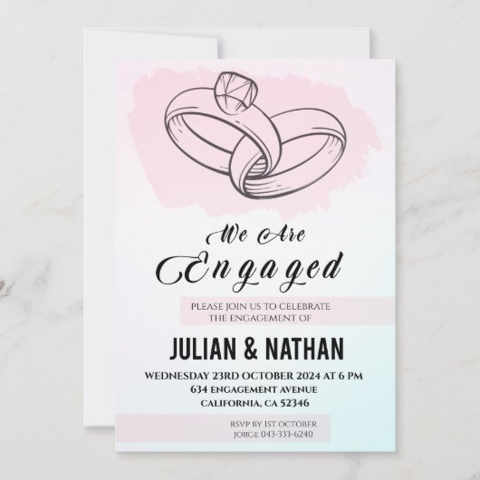 Invitation Deux coeurs, deux anneaux engagent une promesse de (Devant)