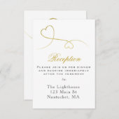 Invitation Deux Coeurs d'or | Réception de mariage minimale (Devant / Derrière)
