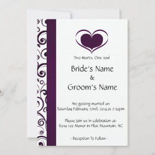 Invitation Deux Coeurs Mariage Floral Violet