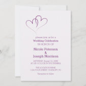 Invitation Deux coeurs pourpres entrelacés (Devant)