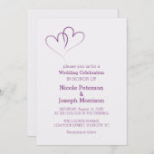 Invitation Deux coeurs pourpres entrelacés (Devant / Derrière)