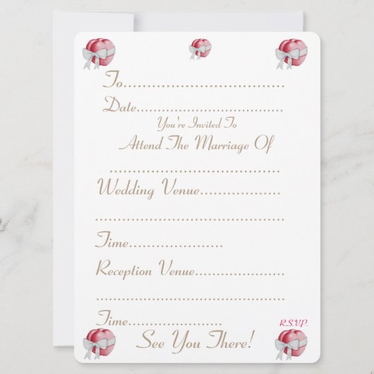 Invitation deux coeurs rouges avec mariage arc blanc (Dos)