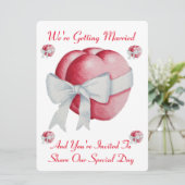 Invitation deux coeurs rouges avec mariage arc blanc (Debout devant)