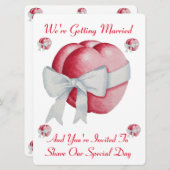 Invitation deux coeurs rouges avec mariage arc blanc (Devant / Derrière)