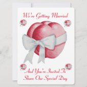 Invitation deux coeurs rouges avec mariage arc blanc (Devant)