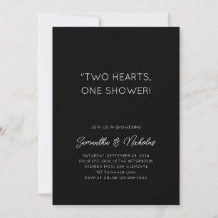 Invitation Deux Coeurs, Une Douche Douche Couple Noir