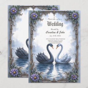 Invitation Deux cœurs, une réflexion – Mariage romantique de