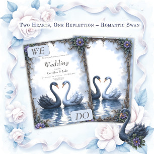 Invitation Deux cœurs, une réflexion – Mariage romantique de
