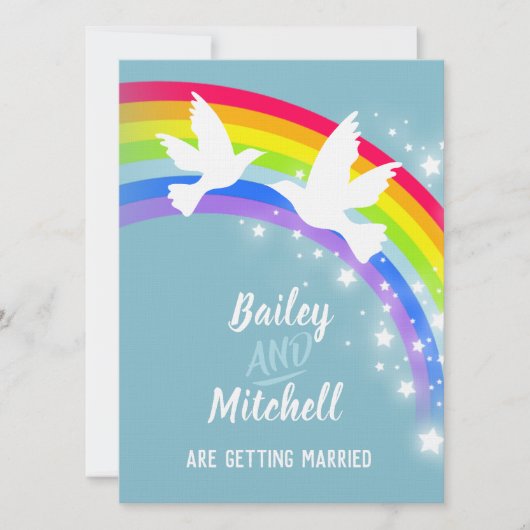 Invitation Deux colombes blanches mariage turquoise invitatio (Devant)