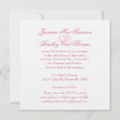 Invitation Deux colombes blanches ruban rose carré mariage in (Dos)