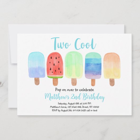 Invitation Deux Cool Blue Popsicle Anniversaire (Devant)