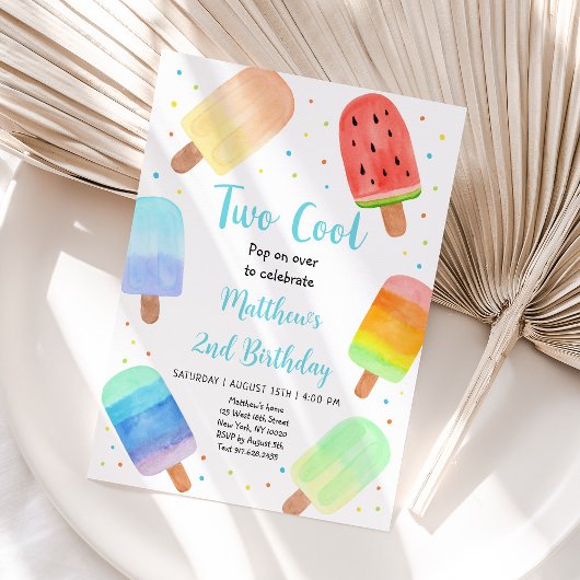 Invitation Deux Cool Blue Popsicle Anniversaire