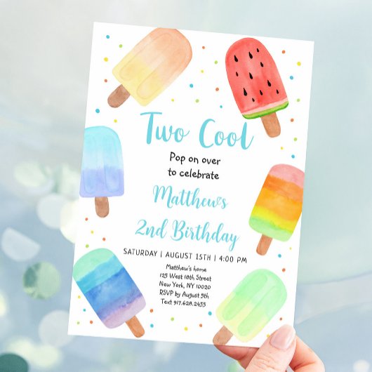 Invitation Deux Cool Blue Popsicle Anniversaire