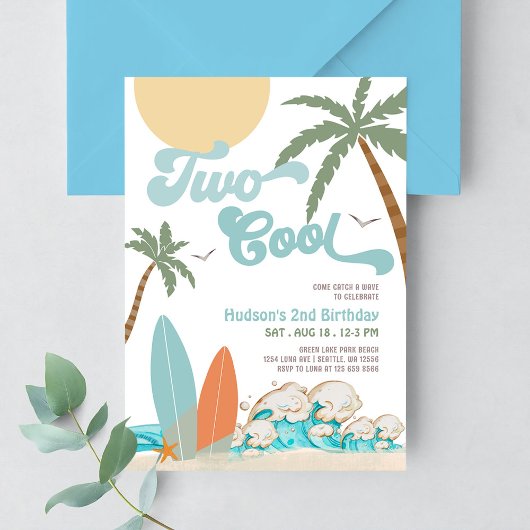Invitation Deux Cool Boy Surf Surf 2e anniversaire Beach Part