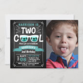 Invitation Deux Cool Boys Chalkboard Photo 2e anniversaire (Devant)