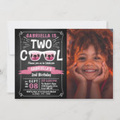 Invitation Deux Cool Chalkboard Girls Photo 2e anniversaire (Devant)