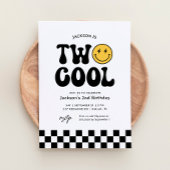 Invitation Deux Cool Checker Happy Face 2e anniversaire
